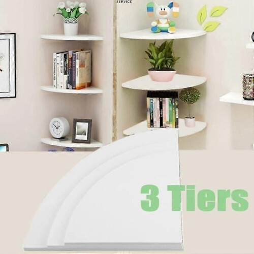 3 Layer Corner Wall Shelves Floating Shelf Wall Storage Rack Office Decor -White 1