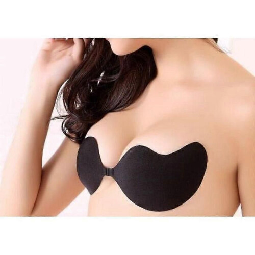 Cup B Self-Adhesive Push-Up Bra Cup B - Black - V- Invisible Reusable - Strapless Backless - Silicone 2