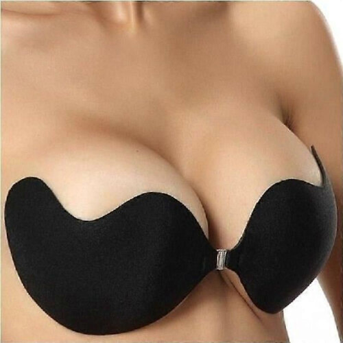 Cup B Self-Adhesive Push-Up Bra Cup B - Black - V- Invisible Reusable - Strapless Backless - Silicone