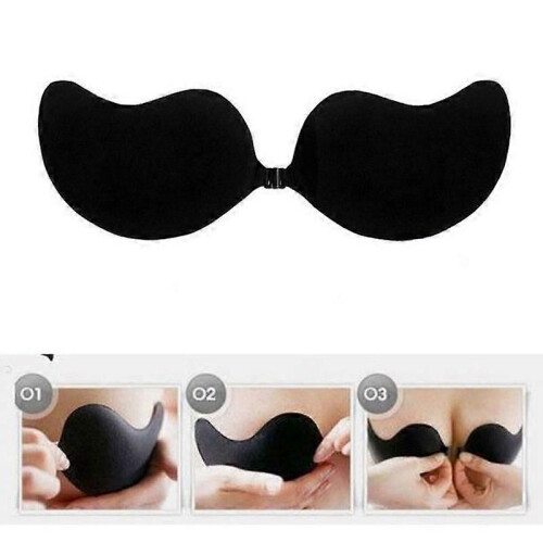 Cup B Self-Adhesive Push-Up Bra Cup B - Black - V- Invisible Reusable - Strapless Backless - Silicone 1
