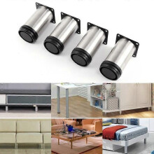 4x Pieds de meuble réglables en acier inoxydable ronds diamètre 5 cm Hauteur 100 mm