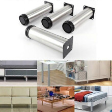 4x Pieds de meuble réglables en acier inoxydable ronds diamètre 5cm Hauteur 180mm