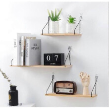 Set van 3 TEMPSA houten wandplanken - Multifunctioneel - Bruin en zwart