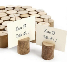 Lot de 50 supports cylindriques en bois pour photos, cartes mémo, porte-noms, marque-places, numéros