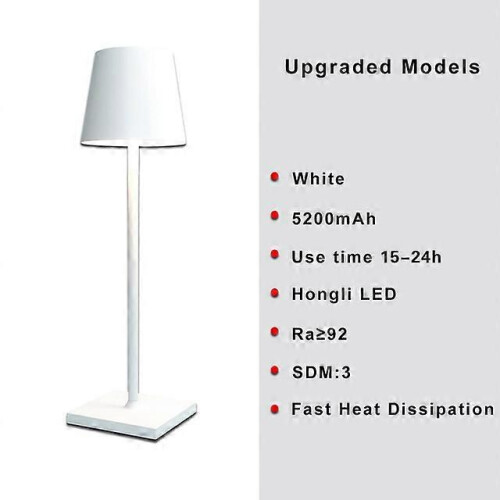 (white 5200mAhchangeable)5200mAh Creative Office Restaurant Bar Table Rechargeable Study Reading Touch