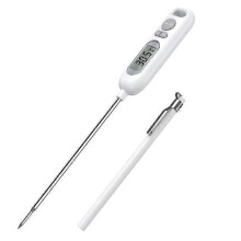 Thermomètre de cuisine numérique avec longue sonde et écran LCD - Blanc