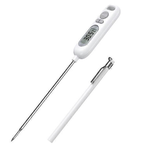 Cooking Thermometer, Digital Kitchen Thermometers with Long Probe and LCD Display - White