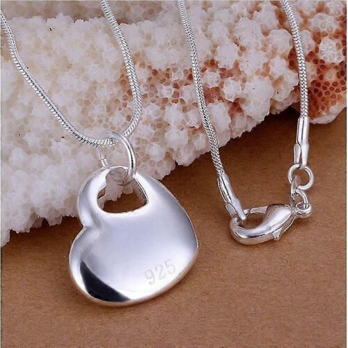 Damen Mädchen Halskette 925 Silber Anhänger 2 Herzen