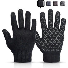 Winterhandschoenen voor heren, warme, gebreide handschoenen met touchscreen en antislip, wintersportfietshandschoenen
