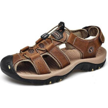 Weiqiao Heren Sandalen Wandelen Casual Strand Gesloten Teen Rundleer Sportschoenen Antislip Ademend