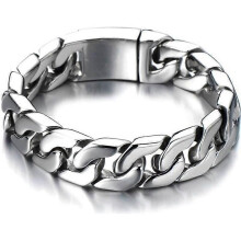 Bracelet gourmette pour homme - Acier inoxydable - Couleur argent - Poli