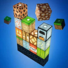 My World Pixel Minecraft Quadratische Mosaik Tischlampe Block Building Nachtlicht