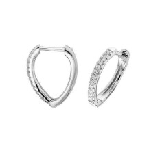 925 Sterling Zilveren Halve Hoop Oorbellen met Zirkoniumoxide - 16mm*2mm