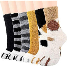 Calzini caldi da donna, calzini a forma di gatto, calzini a forma di zampa di gatto, in pile, termici,