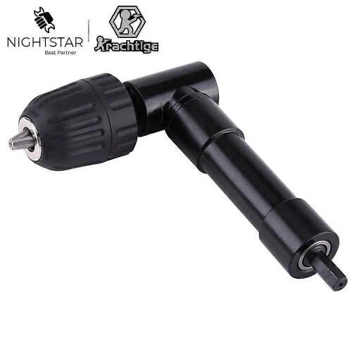 90 Degree Right Angle Keyless Chuck Impact Drill Adapter Electric Power Cordless Drill Attachment Angle