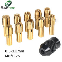 Lot de 11 mini-mandrins Ă pince en laiton pour perceuse Dremel, outil rotatif 0,5-3,2 mm, laiton et
