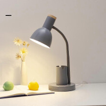 (Grigio) Lampada da scrivania creativa Flexo con portapenne, stile nordico, carina, luminosa, ordinata,