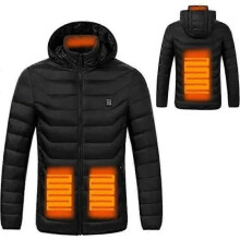 Doudoune chauffante USB à capuche pour homme - Noir - Sports d'hiver - Manches longues
