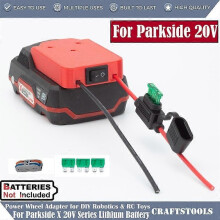 Power Wheels-adapter voor Lidl Parkside X20V lithiumbatterij, doe-het-zelfvoeding met schakelaar