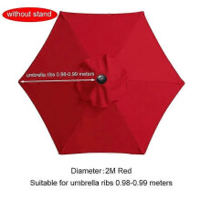 (2 m rosso per 6 stecche) Telo di ricambio per ombrellone da giardino a 6/8 stecche senza supporto,