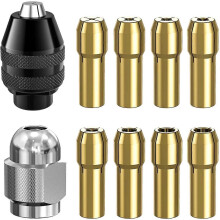 10pcs/set Drill Collet Clamp Set 0.8-3.2mm Quick Change Keyless Drill Bit Chuck Shank Rotary Tool Brass