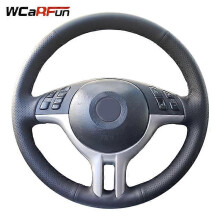 (Fil rose) WCaRFun DIY Nom personnalisé Cousu à la main Housse de volant de voiture en cuir artificiel