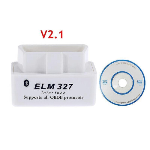 (Vit V2.1 med CD)Mini Elm327 Obd2 Scanner Bluetooth-kompatibel V1.5/2.1 Car Scanner Code Reader Tool