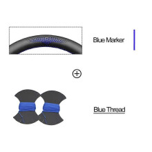 (blauwe holle3)Bioeon Zwarte PU Kunstlederen Stuurhoes Gevlochten voor M5 E39 M3 E36 E38 E31