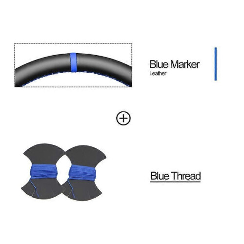 (blue marker)Bioeon Black PU Artificial Leather Steering Wheel Cover Braid for M5 E39 M3 E36 E38 E31