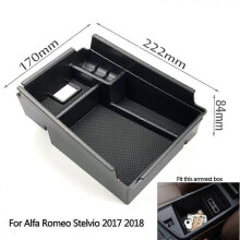 (För Stelvio)Car Styling Tillbehör Konsol Armstöd Förvaringslåda Container Car Styling För Alfa Romeo