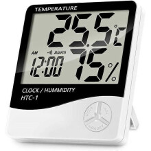 Thermomètre et hygromètre numérique d'intérieur avec écran LCD, température et humidité, horloge numérique