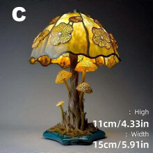 Lampada da tavolo creativa con pianta colorata, in resina, per comodino, camera da letto, fiori, funghi,