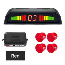 (Röd)Hippcron Car LED parkeringssensorsats 4 sensorer 22mm backradarljudlarmindikatorsystem 8