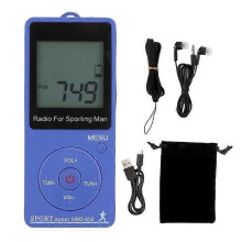 Mini draagbare FM/AM-radio, compacte radio met digitaal display, FM/AM-frequentie-afstemming en stappentellerfunctie,