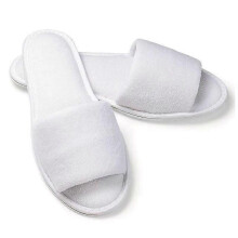 Lot de 5 paires de chaussons d'hôtel jetables en tissu éponge blanc avec boutons pour fête, spa, fête