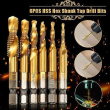 Spiral Tap HSS Metric Thread Drill Bits and Taps M3-M10 Titanium 6PCS -YES