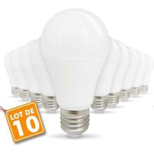 Lot de 10 ampoules LED E27 9W eq 60W 806lm (Blanc froid 6400K)