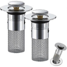 Lot de 2 filtres de vidange de sol en acier inoxydable, filtre d'évier universel, bouchon d'évier escamotable,