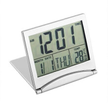 Horloge de bureau à écran LCD numérique, thermomètre, calendrier, réveil, couverture souple