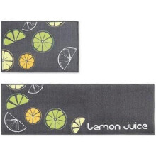 JI0258 Jiyaru Tapis de cuisine antidérapant absorbant décoratif pour évier 2 pièces Citron