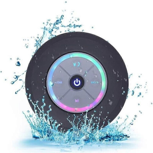 Enceinte Bluetooth étanche noire - Ventouse - Enceinte portable - Batterie intégrée - Noir