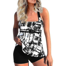 Conjunto de traje de baño de 2 piezas para mujer, tankini, traje de baño de cintura alta, bikini push