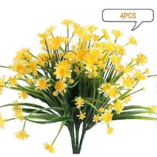 Flores artificiales de margaritas, 4 piezas de margaritas falsas, arbustos de plástico sintético para