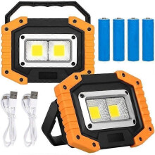 2 st uppladdningsbar LED strålkastare 30W säkerhetslampa 3 lägen Camping COB vattentät arbetsljus