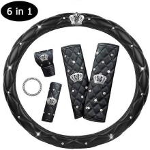 Supermjukt Universal PU-läderbilrattkåpa Bling Rhinestone Crystal Car Interiör Decro