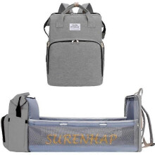 Multifunktionell Baby Travel Bärbar hopfällbar skötväska Spjälsäng - Grå - SURENHAP - 3 IN 1