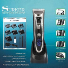 Surker Professionele Haartrimmer Elektrische Baardtrimmer voor Kinderen Volwassenen EU-stekker Zwart-CHE