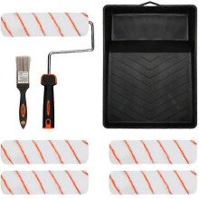 8st Paint Roller Brush Kit Vägg Takmålning med Reservoar Roller Handtag Målarbricka ärmar