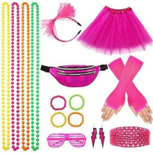 80-talsdräkter Damaccessoar 80-talsdiskodräkt Festkläder Neonröd Fluorescerande Tutu