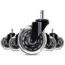 Pack of 5 75mm Skate Style Office Chair Casters Universal Replacement Wheels Abrasion Resistant Black
